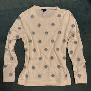 Talbots silver polka dot cream sweater